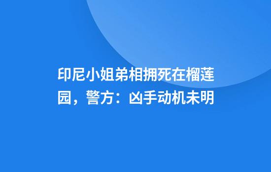 印尼小姐弟相拥死在榴莲园，警方：凶手动机未明
