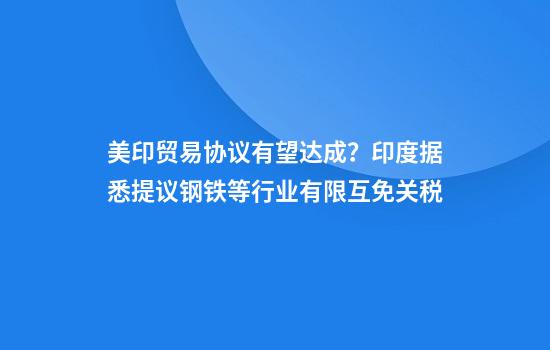 美印贸易协议有望达成？印度据悉提议钢铁等行业有限互免关税