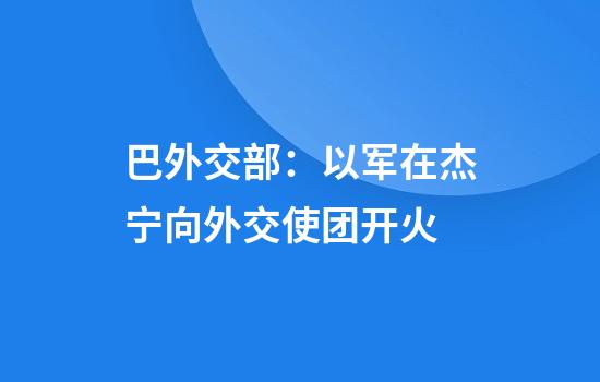 巴外交部：以军在杰宁向外交使团开火