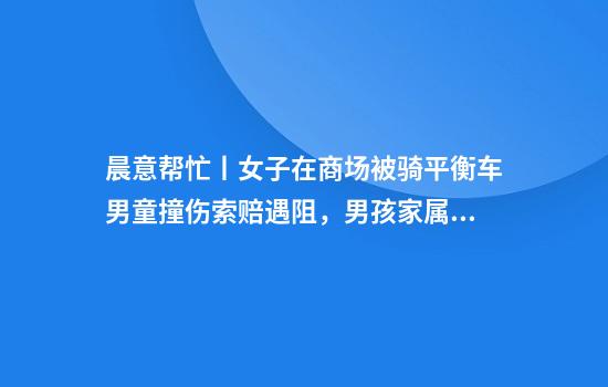 晨意帮忙丨女子在商场被骑平衡车男童撞伤索赔遇阻，男孩家属：表示歉意，但商场担主责