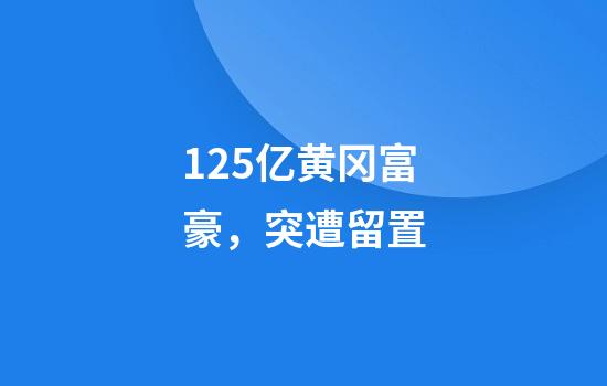 125亿黄冈富豪,突遭留置
