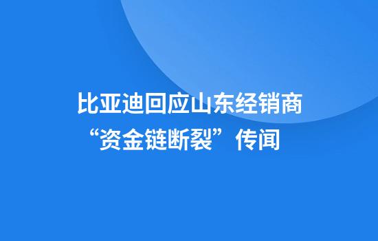 比亚迪回应山东经销商“资金链断裂”传闻