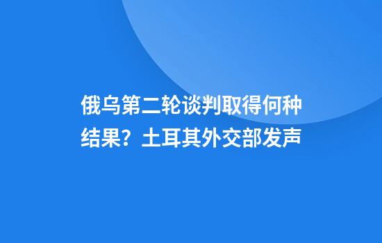 俄乌第二轮谈判取得何种结果？土耳其外交部发声