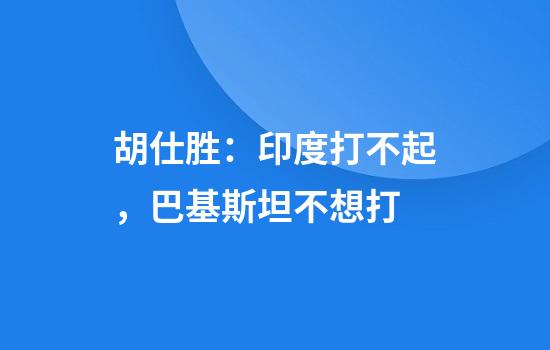 胡仕胜：印度打不起，巴基斯坦不想打