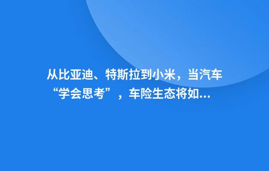 从比亚迪、特斯拉到小米,当汽车“学会思考”,车险生态将如何重构?