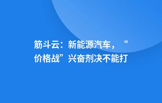 筋斗云：新能源汽车，“价格战”兴奋剂决不能打
