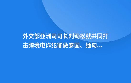 外交部亚洲司司长刘劲松就共同打击跨境电诈犯罪做泰国、缅甸驻华大使工作