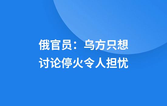 俄官员：乌方只想讨论停火令人担忧