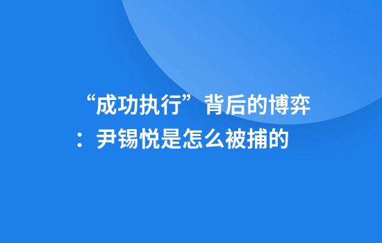 “成功执行”背后的博弈:尹锡悦是怎么被捕的