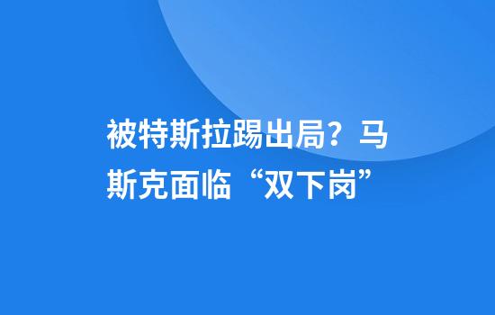 被特斯拉踢出局?马斯克面临“双下岗”