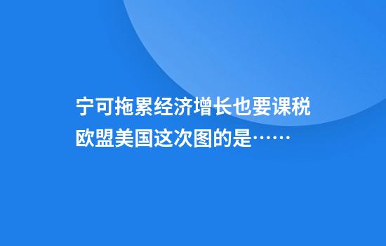 宁可拖累经济增长也要课税欧盟美国这次图的是……