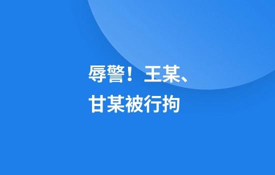 辱警！王某、甘某被行拘