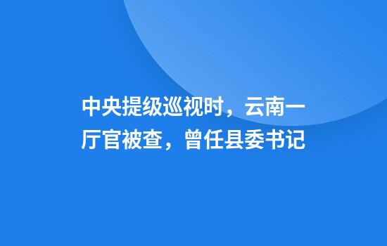 中央提级巡视时，云南一厅官被查，曾任县委书记