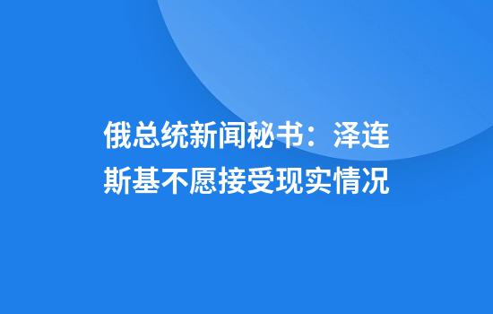 俄总统新闻秘书:泽连斯基不愿接受现实情况