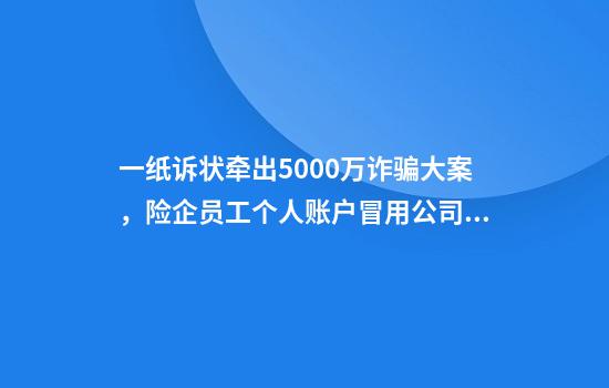 一纸诉状牵出5000万诈骗大案,险企员工个人账户冒用公司账户行骗,投资者起诉银行保司索赔未果