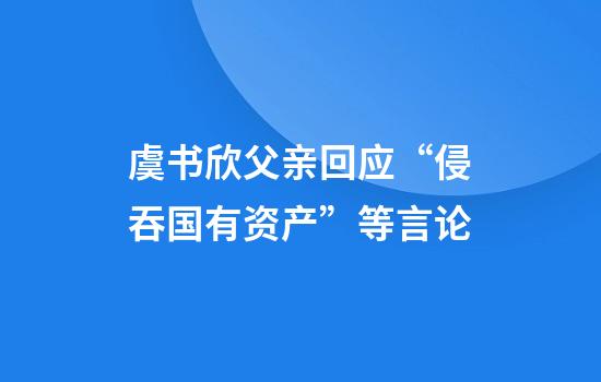 虞书欣父亲回应“侵吞国有资产”等言论