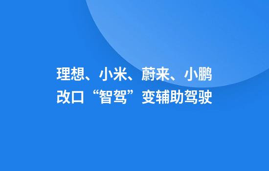 理想、小米、蔚来、小鹏改口“智驾”变辅助驾驶