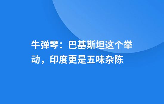 牛弹琴：巴基斯坦这个举动，印度更是五味杂陈
