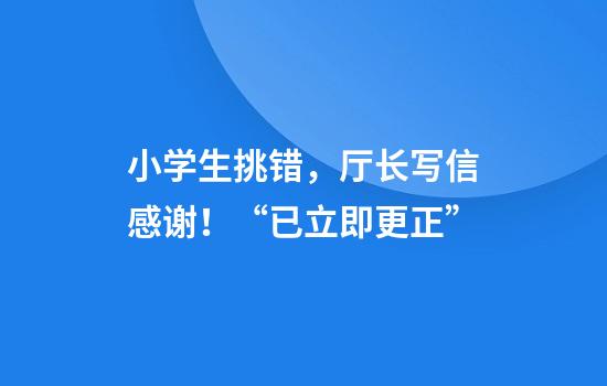 小学生挑错，厅长写信感谢！“已立即更正”