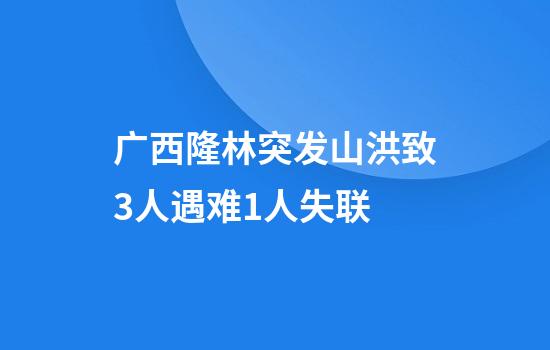 广西隆林突发山洪致3人遇难1人失联