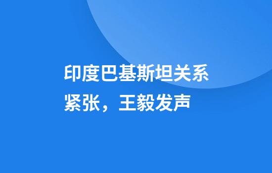 印度巴基斯坦关系紧张,王毅发声
