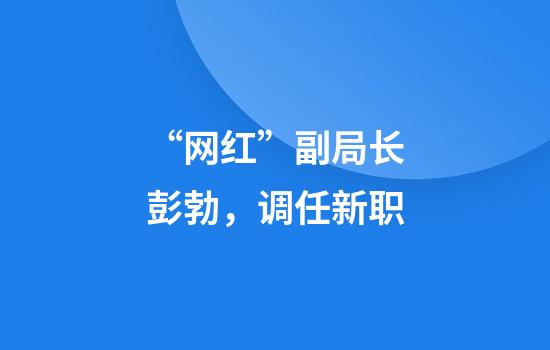 “网红”副局长彭勃，调任新职