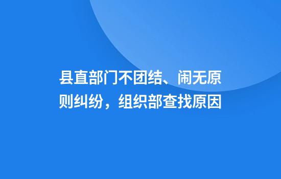 县直部门不团结、闹无原则纠纷，组织部查找原因
