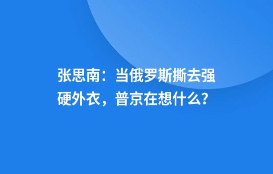 张思南：当俄罗斯撕去强硬外衣，普京在想什么？
