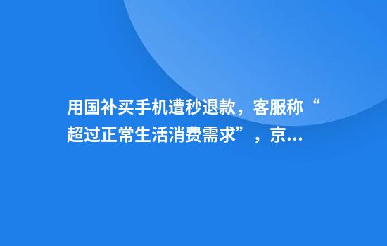 用国补买手机遭秒退款，客服称“超过正常生活消费需求”，京东回应