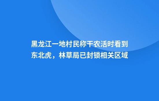 黑龙江一地村民称干农活时看到东北虎，林草局已封锁相关区域