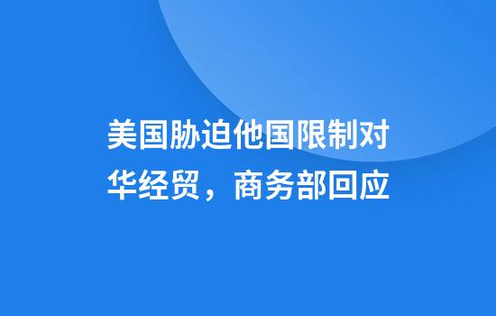 美国胁迫他国限制对华经贸,商务部回应