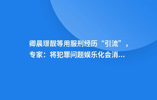 卿晨璟靓等用服刑经历“引流”，专家：将犯罪问题娱乐化会消解刑罚严肃性
