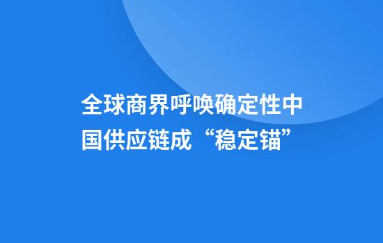 全球商界呼唤确定性中国供应链成“稳定锚”