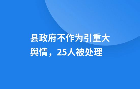 县政府不作为引重大舆情，25人被处理