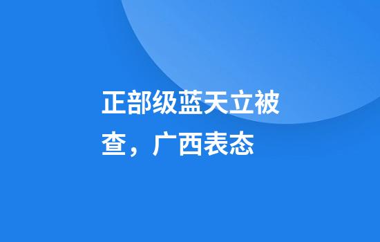 正部级蓝天立被查，广西表态