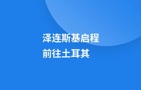泽连斯基启程前往土耳其