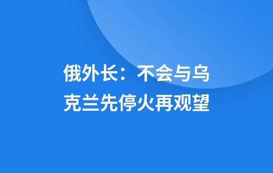 俄外长：不会与乌克兰先停火再观望