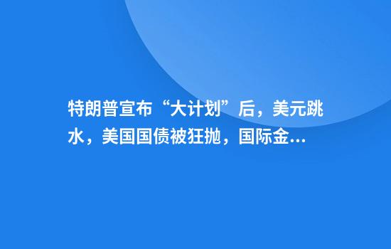 特朗普宣布“大计划”后，美元跳水，美国国债被狂抛，国际金价大涨！中国资产爆发，“蔚小理”齐涨，文远知行涨超20%