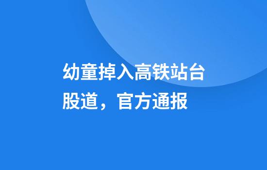 幼童掉入高铁站台股道，官方通报