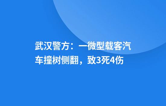 武汉警方：一微型载客汽车撞树侧翻，致3死4伤