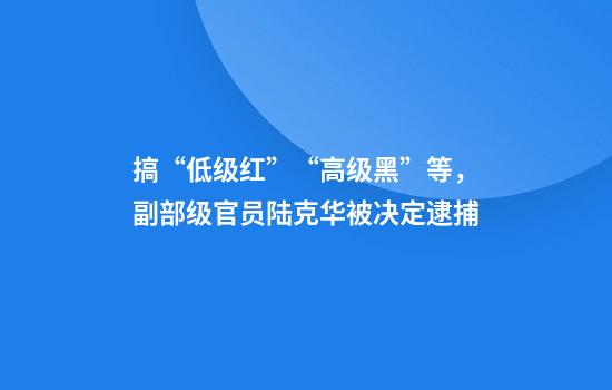 搞“低级红”“高级黑”等，副部级官员陆克华被决定逮捕