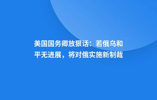 美国国务卿放狠话：若俄乌和平无进展，将对俄实施新制裁