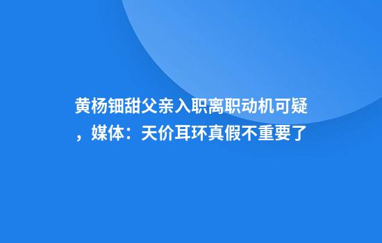 黄杨钿甜父亲入职离职动机可疑，媒体：天价耳环真假不重要了