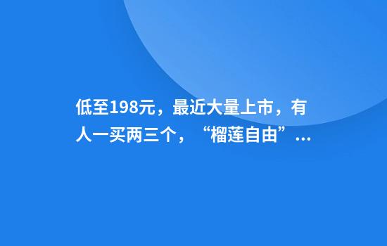 低至19.8元，最近大量上市，有人一买两三个，“榴莲自由”来了吗